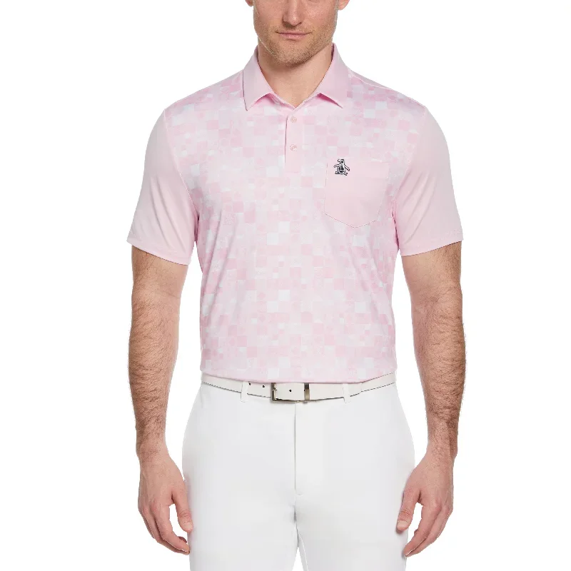 50's Color Block Print Golf Polo