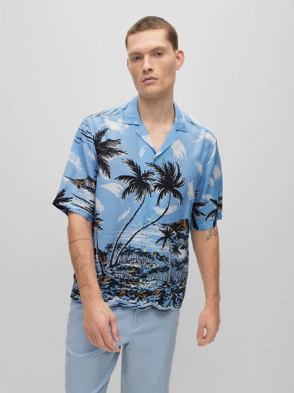 LARS REGULAR-FIT SHIRT HAWAIIAN-PRINT Blå