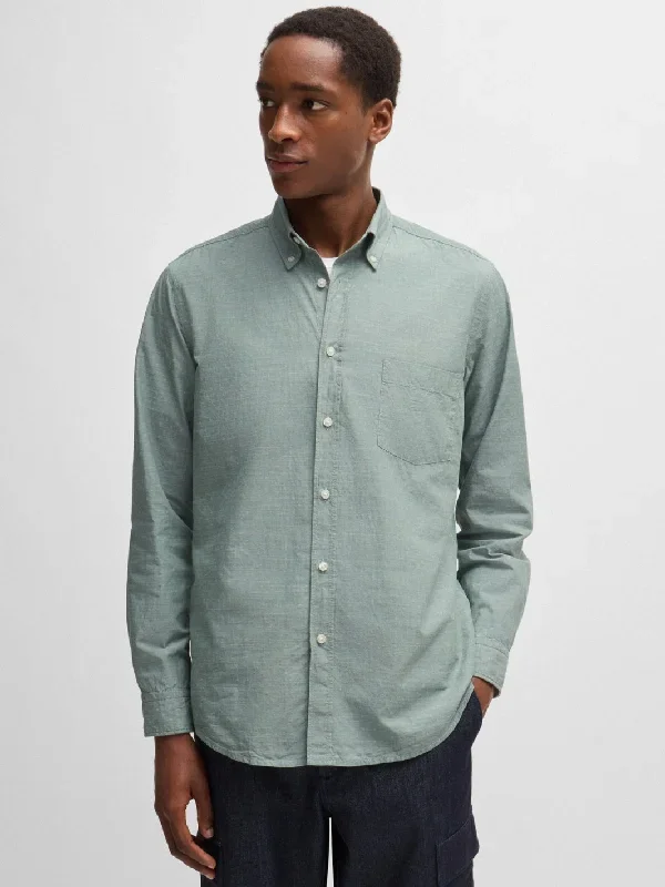 BUTTON-DOWN SHIRT IN COTTON DOBBY Grønn