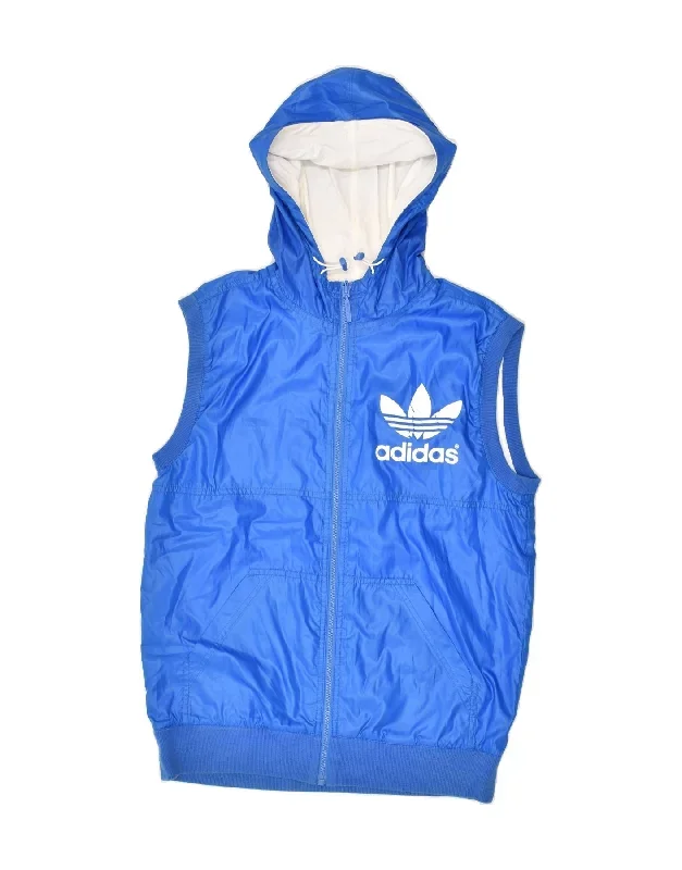 ADIDAS Mens Hooded Reversible Gilet UK 36 Small Blue Polyester