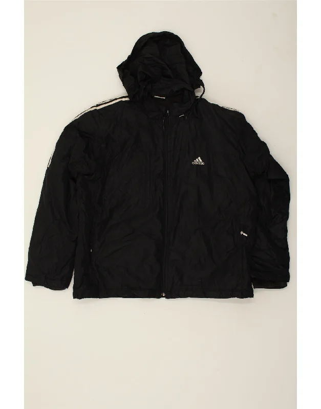 ADIDAS Mens Hooded Windbreaker Jacket UK 42 XL Black