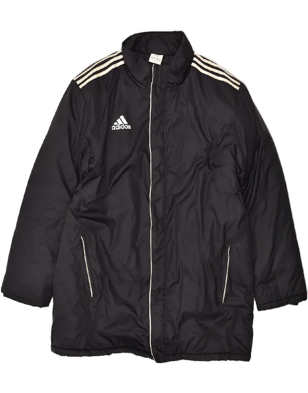 ADIDAS Mens Windbreaker Coat UK 44/46 Large Black Polyester