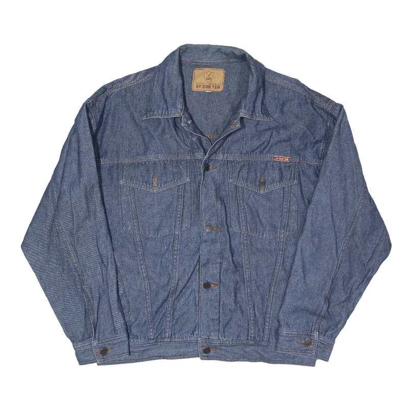 AY BOR TEH Denim Jacket Blue 90s Mens L