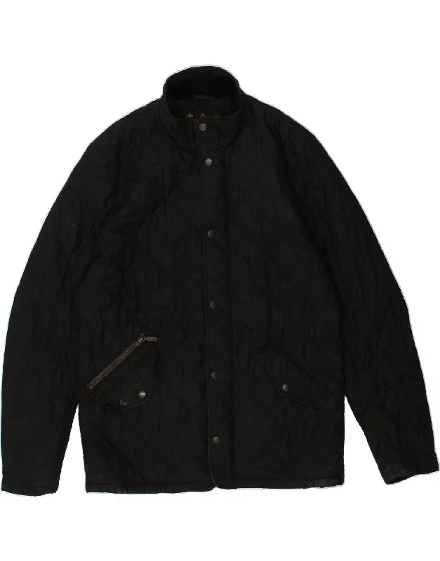 BARBOUR Mens Quilted Jacket UK 36 Small Black Polyester