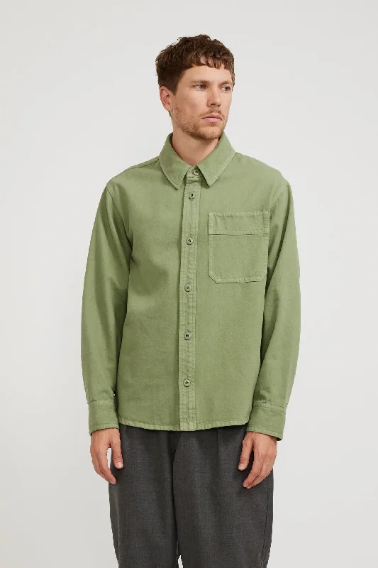 Basile Embroidered Chest Overshirt Light Khaki