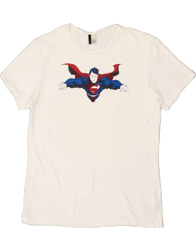 BENETTON Mens Superman Graphic T-Shirt Top Large White Cotton