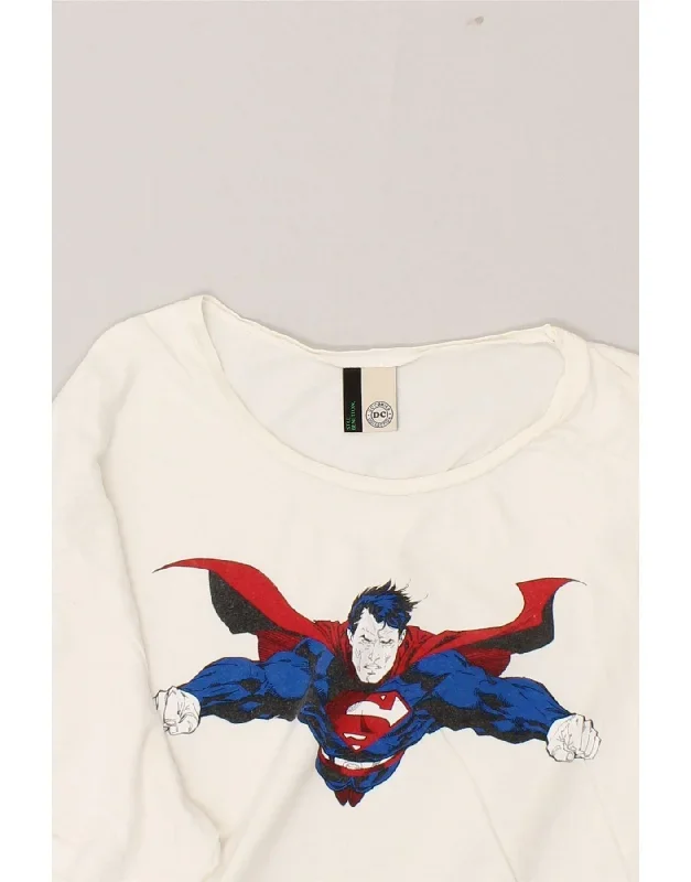 benetton-mens-superman-graphic-t-shirt-top-large-white-cotton