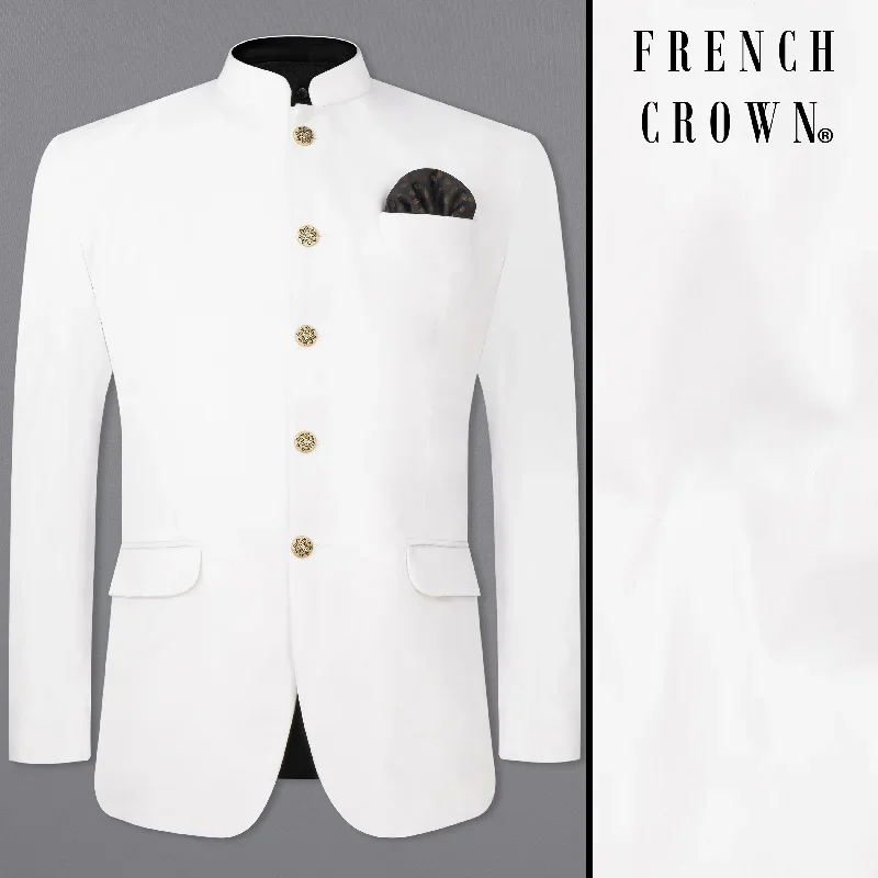 Bright White Bandhgala Velvet Blazer