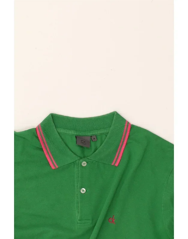 calvin-klein-mens-polo-shirt-medium-green-cotton-1