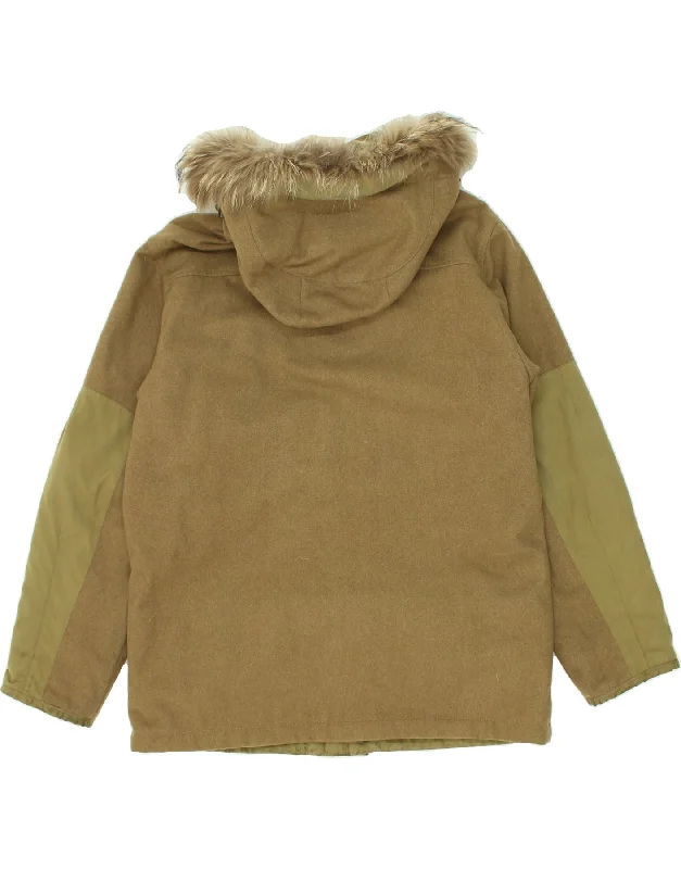 cape-horn-mens-hooded-windbreaker-coat-uk-38-medium-khaki-wool