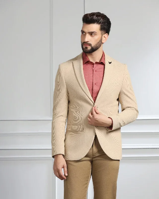 Casual Khaki Textured Blazer - Remus