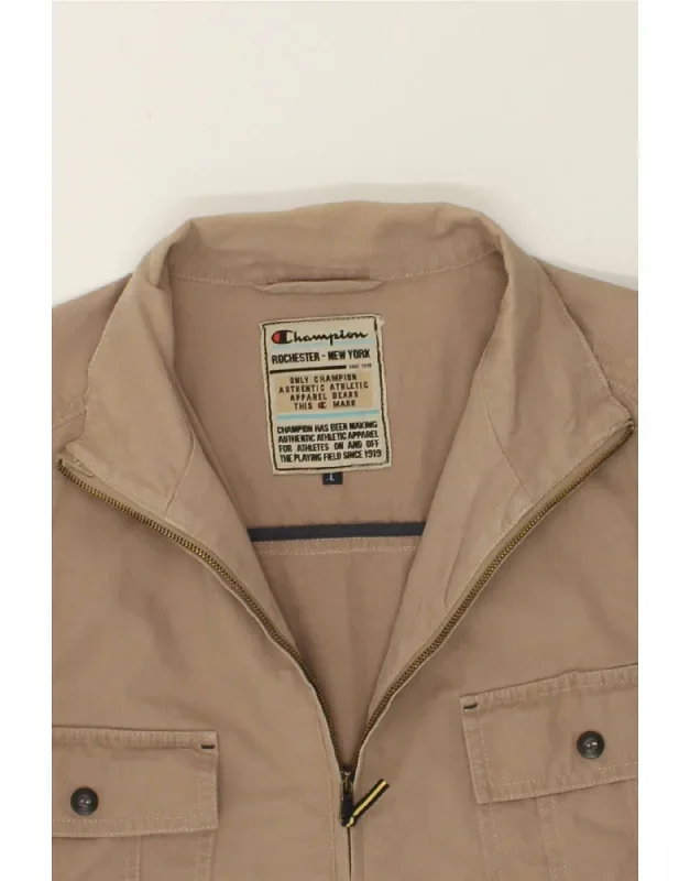 champion-mens-bomber-jacket-uk-40-large-brown-cotton