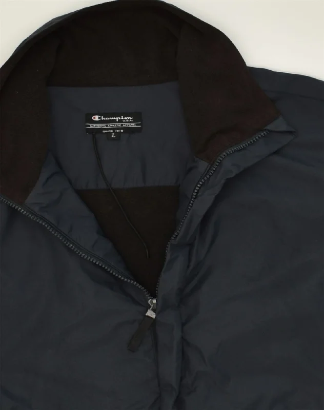 champion-mens-windbreaker-jacket-uk-40-large-navy-blue-polyamide