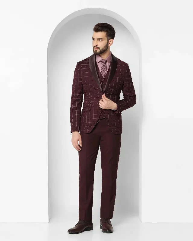 Tuxedo Multitude 6X Wine Check Formal Suit - Micah