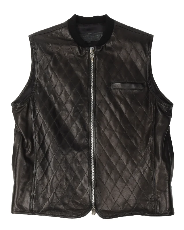 Quilted Leather Cross Patch Vest