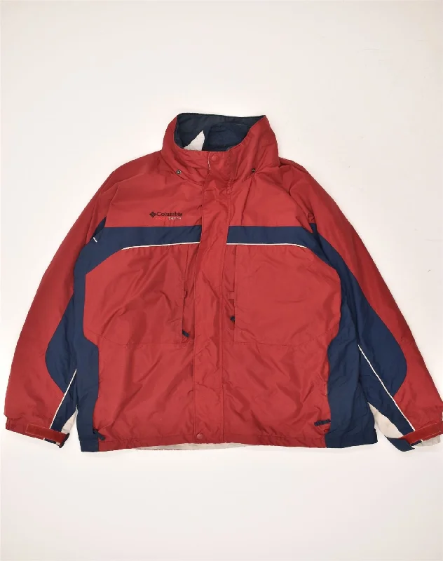 COLUMBIA Mens Tall Windbreaker Jacket UK 42 XL Red Colourblock Cotton