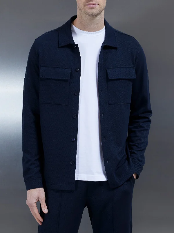 Cotton Twill Overshirt in Navy