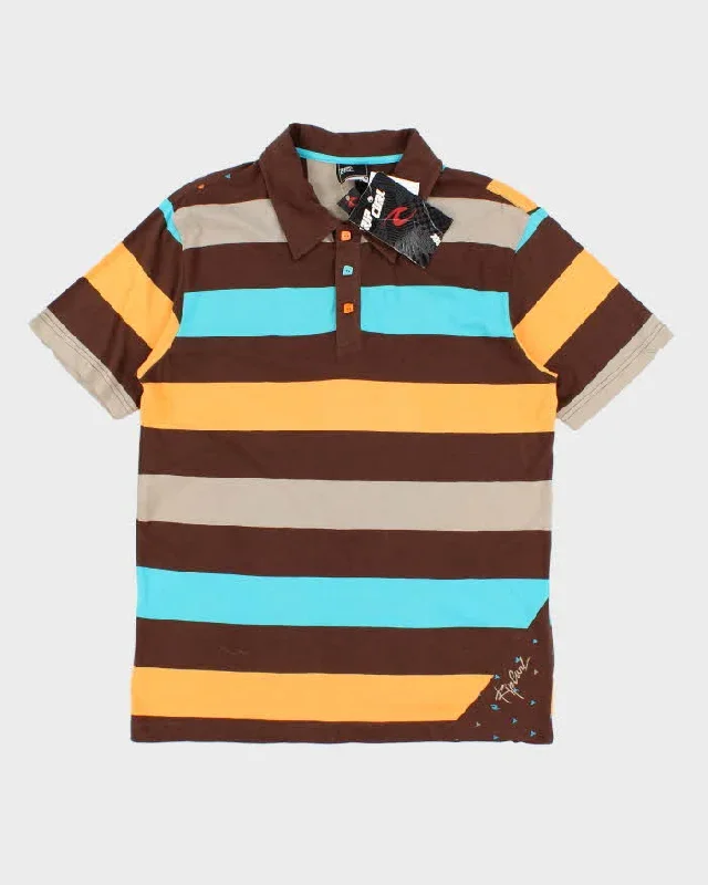 Deadstock Mens Brown Striped Rip Curl Shirt - M