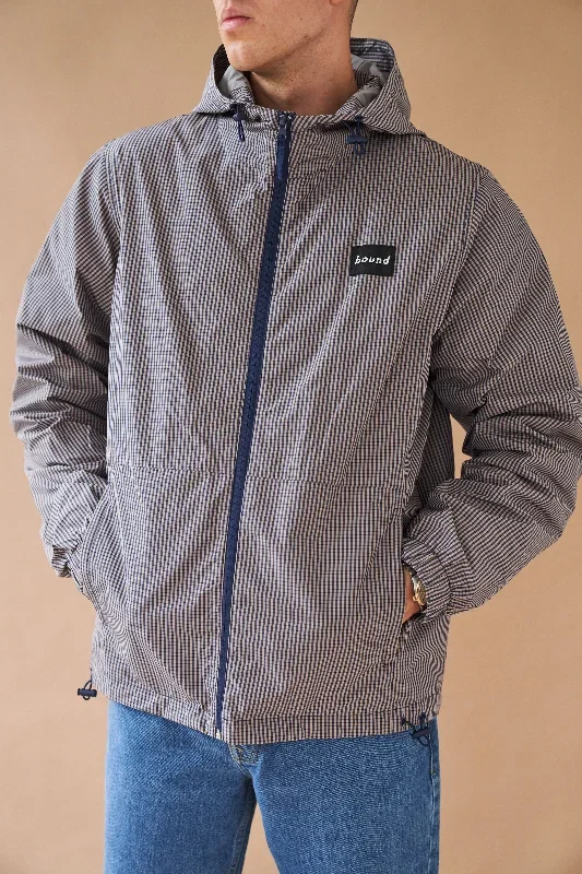 DIGBETH CHECK WIND JACKET - BEIGE & BLUE