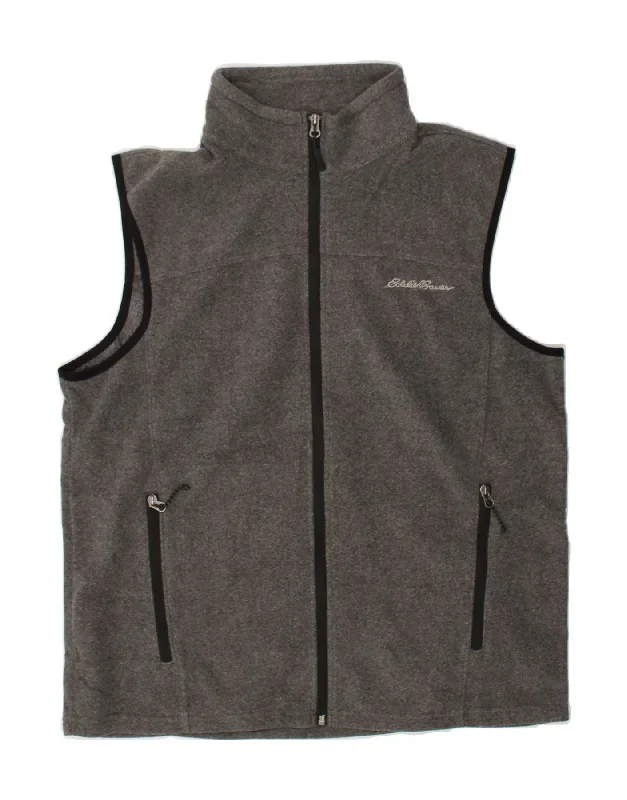 EDDIE BAUER Mens Fleece Gilet UK 38 Medium Grey Polyester