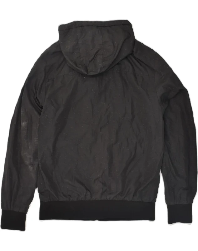 ellesse-mens-hooded-bomber-rain-jacket-uk-36-small-black-flecked-polyester