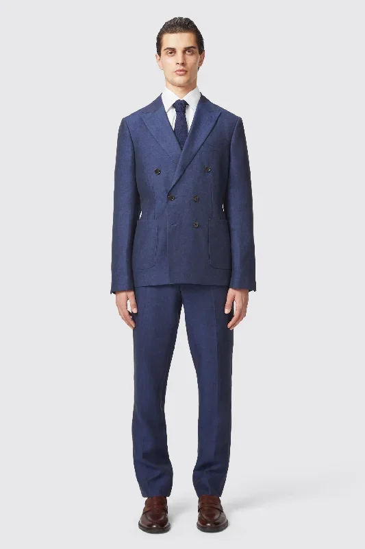 Fairmont Slim Fit Navy Double Breasted Linen Suit