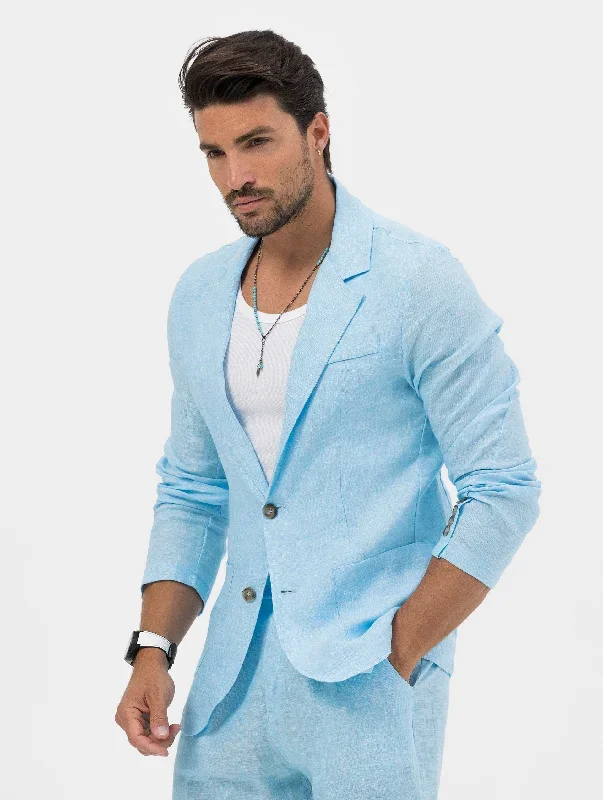 FEDRO SINGLE BREASTED BLAZER IN TURQUOISE