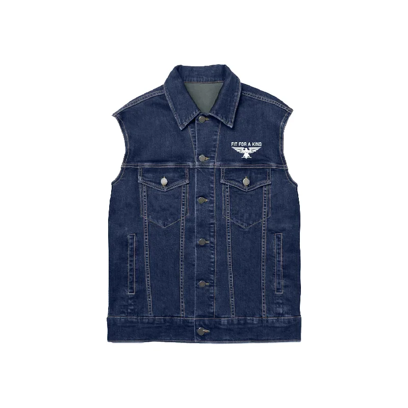 Eagle Embroidered Sleeveless Denim