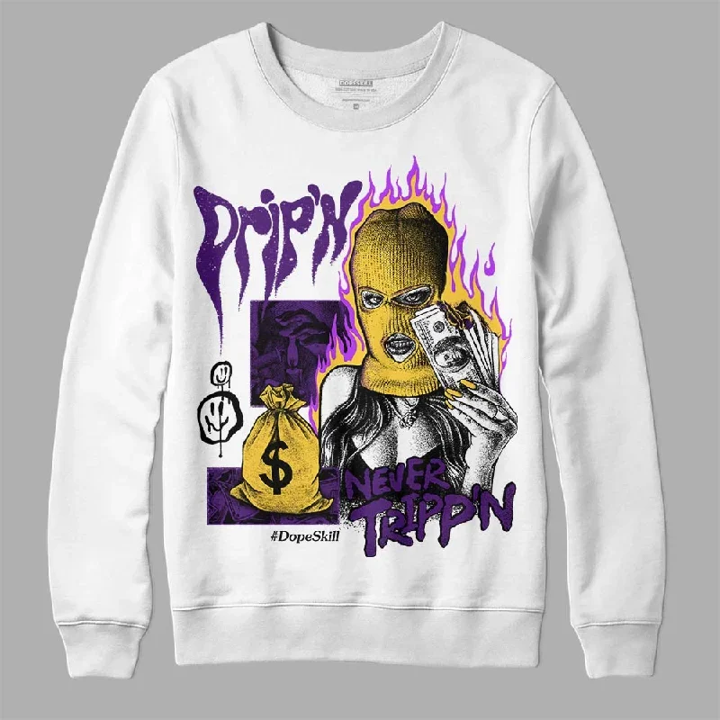 Field Purple 12s DopeSkill Sweatshirt Drip'n Never Tripp'n Graphic