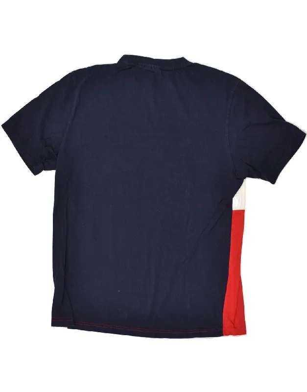 fila-mens-graphic-t-shirt-top-large-navy-blue-colourblock-cotton