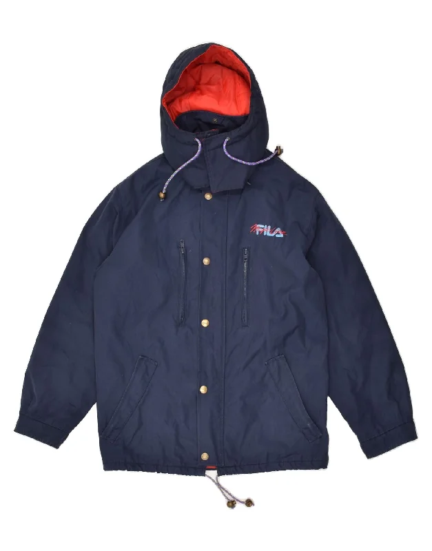 FILA Mens Hooded Windbreaker Jacket IT 44 2XS Navy Blue Polyester