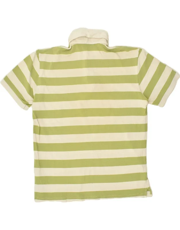 fred-perry-mens-polo-shirt-large-green-striped-cotton