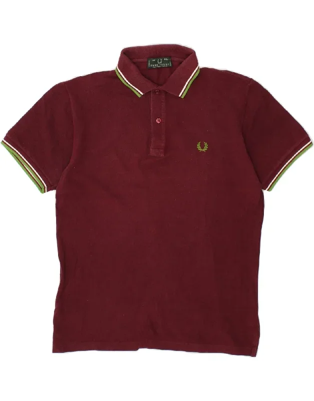 FRED PERRY Mens Polo Shirt Medium Maroon Cotton