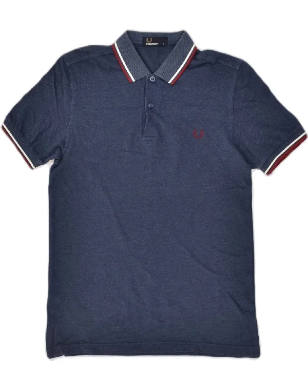 FRED PERRY Mens Polo Shirt Small Navy Blue Cotton