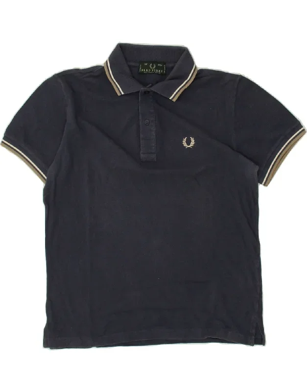 FRED PERRY Mens Polo Shirt Small Navy Blue Cotton