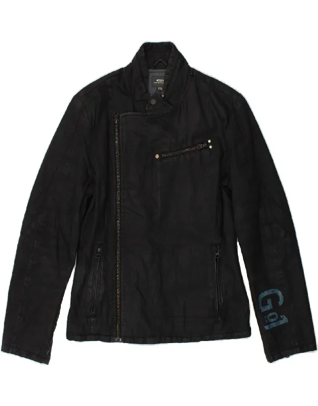 G-STAR Mens Wax Denim Jacket UK 40 Large Black Cotton