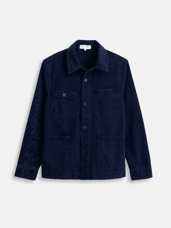 Garment Dyed Work Jacket in Recycled Denim