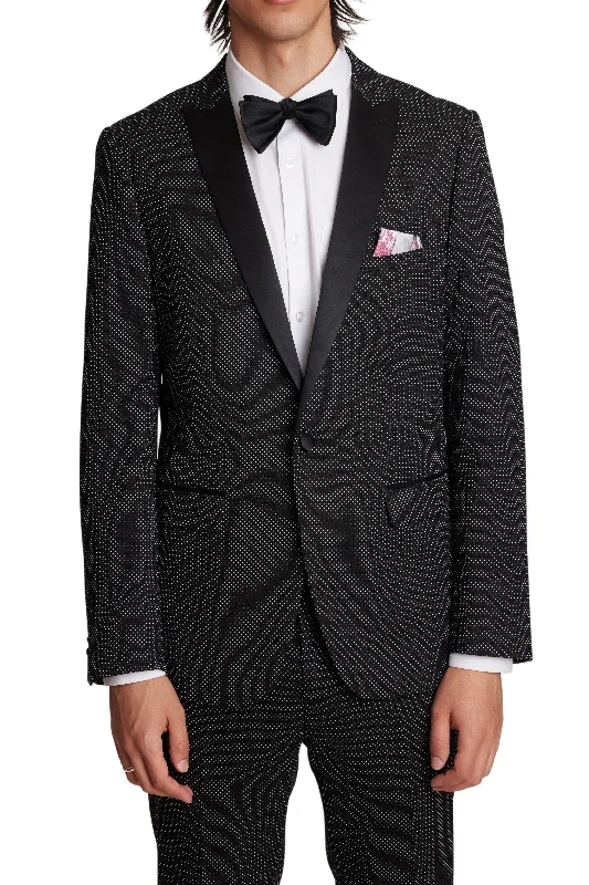 Grosvenor Peak Tux Jacket - slim - Black & White Dots