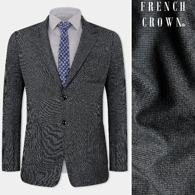 Gunmetal Gray Houndstooth Wool Rich Blazer