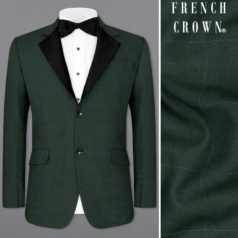 Gunmetal Green Subtle Windowpane Tuxedo Blazer