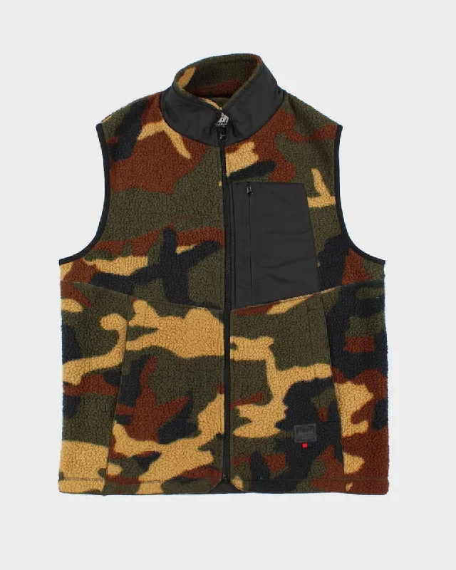 Herschel Camouflage Zip Up Fleece Vest - M