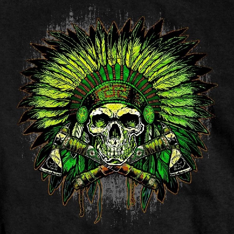 hot-leathers-gms1463-mens-green-indian-headdress-skull-black-t-shirt