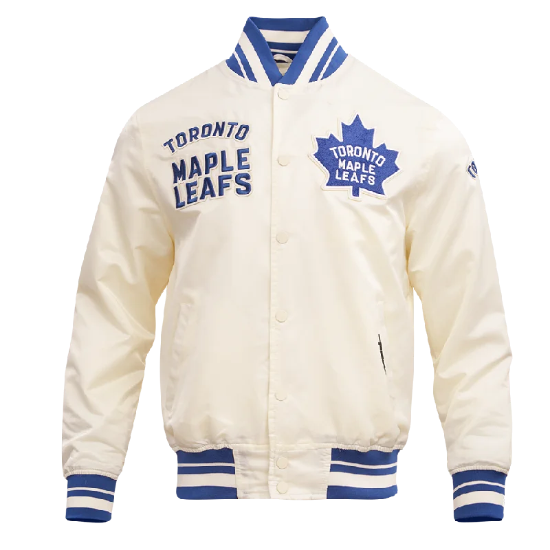 NHL TORONTO MAPLE LEAFS RETRO CLASSIC MEN'S RIB SATIN JACKET (EGGSHELL/DODGER BLUE)