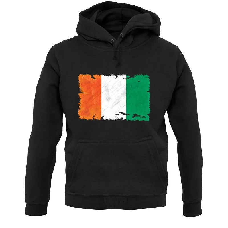 Ivory Coast  Grunge Style Flag Unisex Hoodie