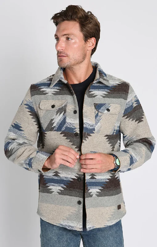 Tan Aztec Wool Blend Overshirt