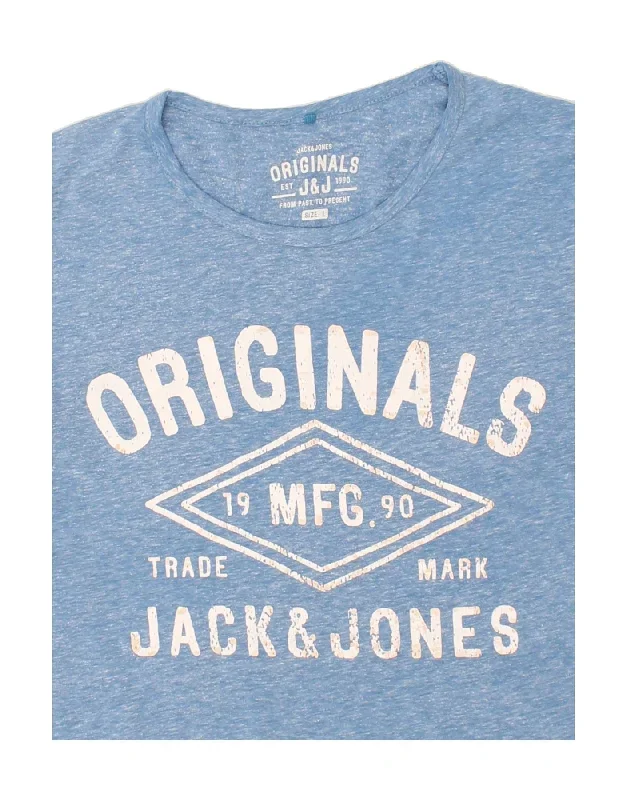 jack-jones-mens-graphic-t-shirt-top-large-blue-flecked