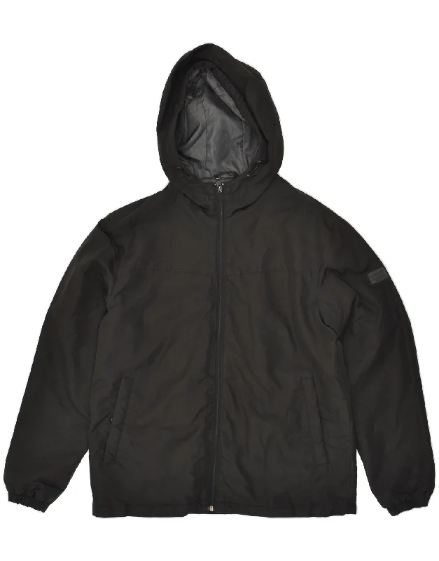 JACK & JONES Mens Hooded Windbreaker Jacket UK 42 XL Black Polyester