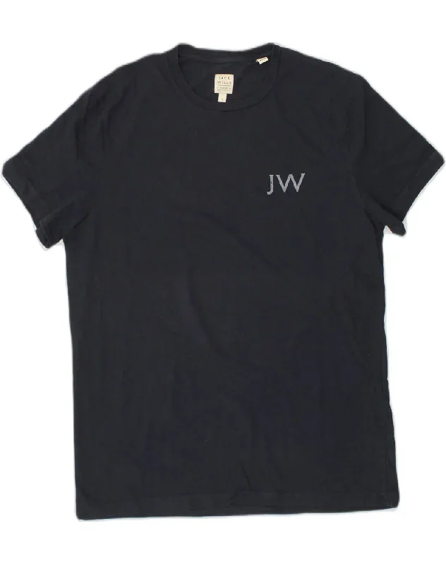 JACK WILLS Mens Graphic T-Shirt Top Small Navy Blue Cotton