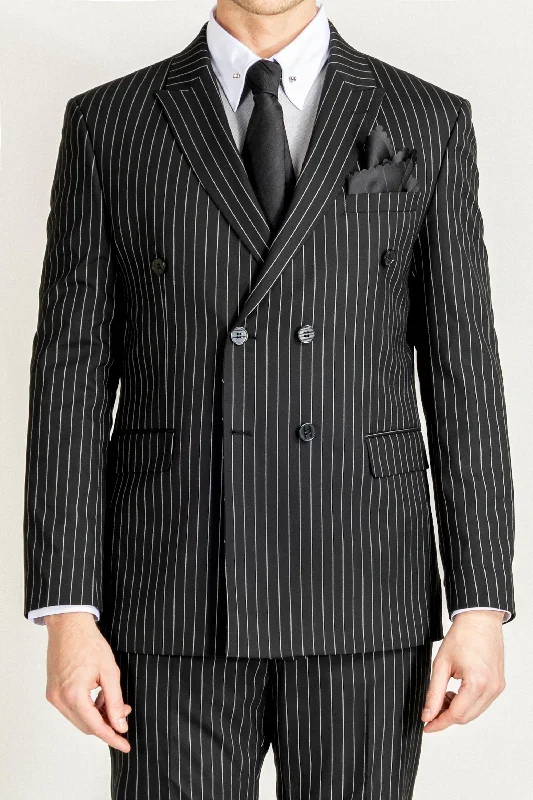 JOSEPH - Black Pinstripe Double Breasted Suit