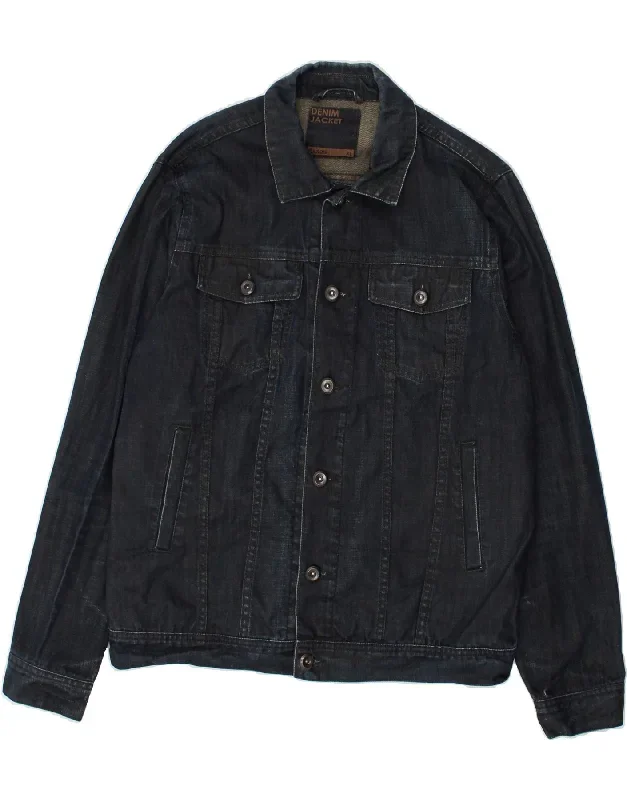 JULES Mens Slim Denim Jacket UK 42 XL Navy Blue Cotton